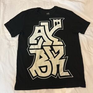 Armani Exchange Black Tee with White Logo Size L in excellent condition
